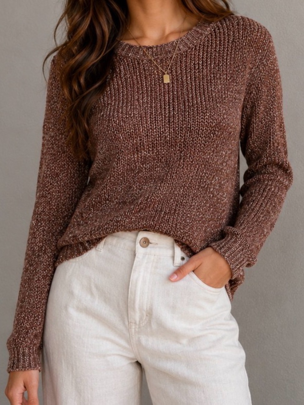 Theory Adoncia Linen Sweater Open Back Brown Burgundy Rust Loose Knit Top Blouse